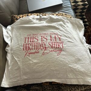 Rumble Boxing White Birthday T-Shirt with Red Print OS